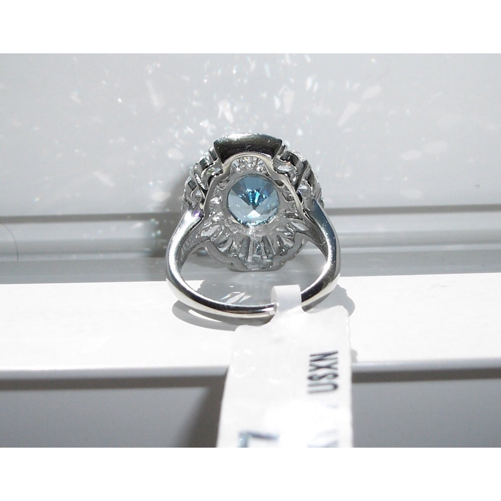 STAINLESS STEEL Simulated London Blue Topaz Ring - Picture 7 of 8